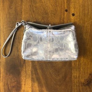 Coach leather logo wristlet